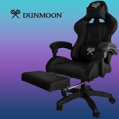 Dunmoon gaming stol – svart, ergonomisk design m/silikonhjul och fotstöd