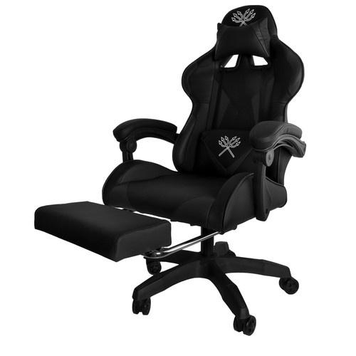 Dunmoon gaming stol – svart, ergonomisk design m/silikonhjul och fotstöd