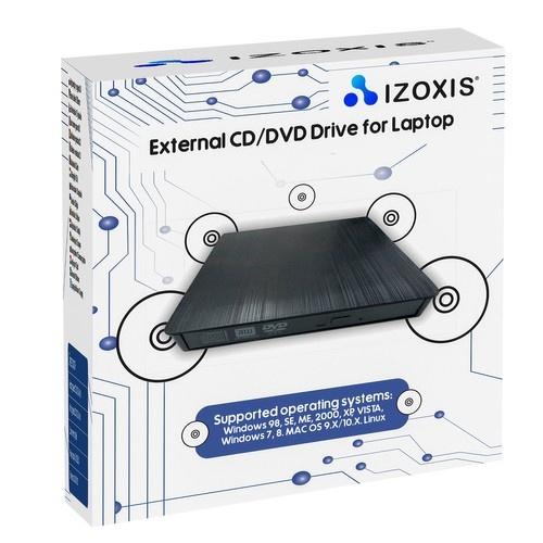 Izoxis 24351 extern usb 3.0 cd/dvd-brännare – spela och spela in med snabb 24x läshastighet