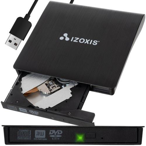 Izoxis 24351 extern usb 3.0 cd/dvd-brännare – spela och spela in med snabb 24x läshastighet