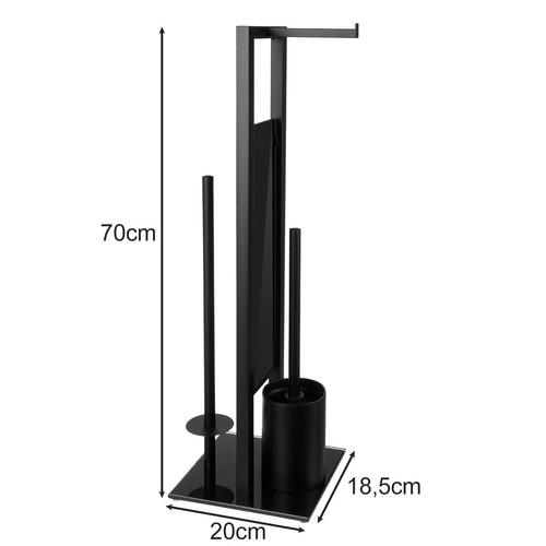 Modernt mattsvart 3i1 toalettpappersställ med borste och extra rullhållare
