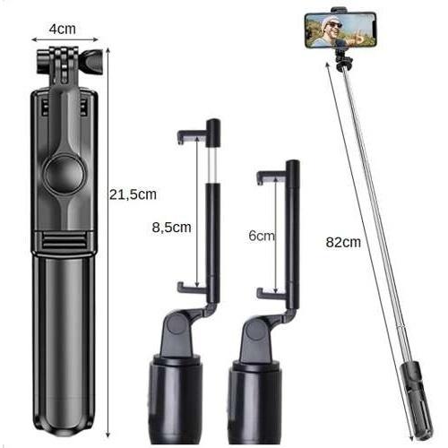 Izoxis 518 selfie stick-stativ med bluetooth-fjärrkontroll – 2-i-1 utdragbar monopod för foton och videor (upp till 60 cm) svart