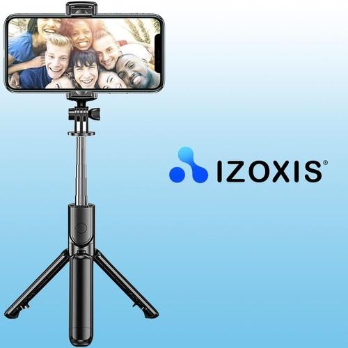 Izoxis 518 selfie stick-stativ med bluetooth-fjärrkontroll – 2-i-1 utdragbar monopod för foton och videor (upp till 60 cm) svart