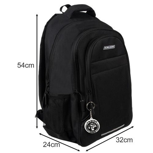 Kruzzel 45l svart ryggsäck – slitstarkt oxford-tyg, ergonomisk design, laptop- och vattenflaskfickor