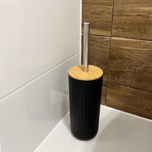 Svart badrumstillbehör set – 6 delar set med bambu, hållbar och modern design