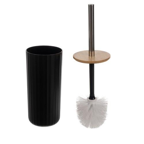 Svart badrumstillbehör set – 6 delar set med bambu, hållbar och modern design