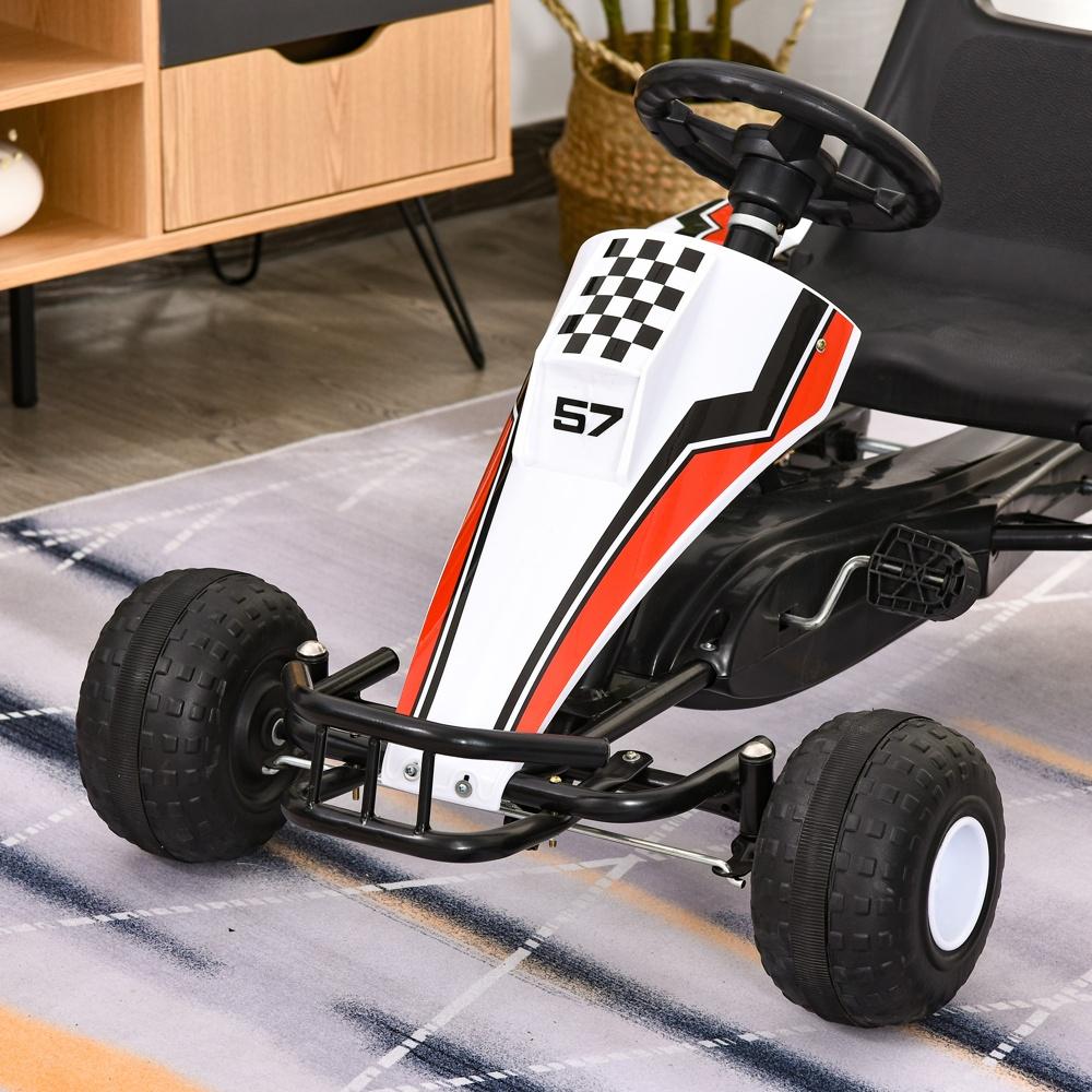 White Steel Pedal Go Kart för barn i åldrarna 3-8