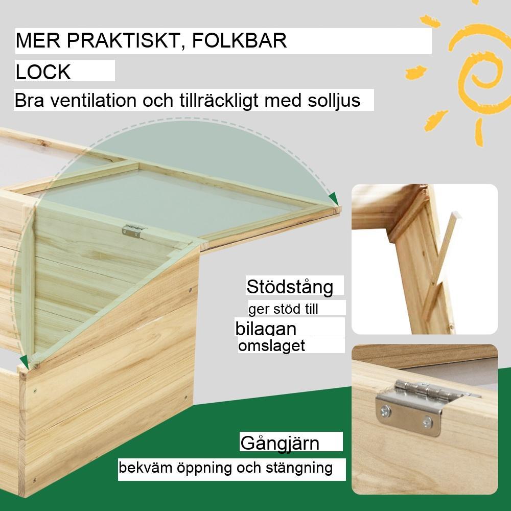 Naturligt trä kallstomme Växthus, 100x50cm, PC-paneler, växtodlarsystem