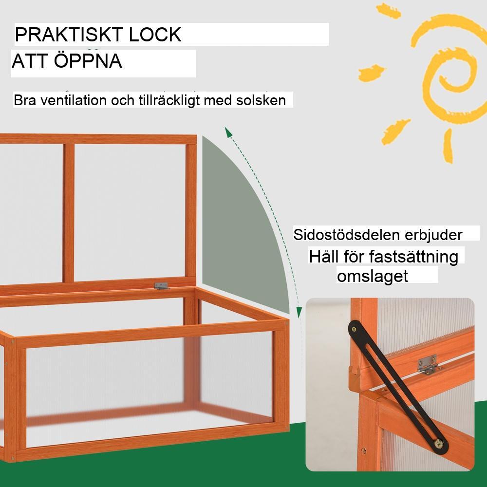 Miniväxthus i trä och polykarbonat, 90x46x40cm, Orange