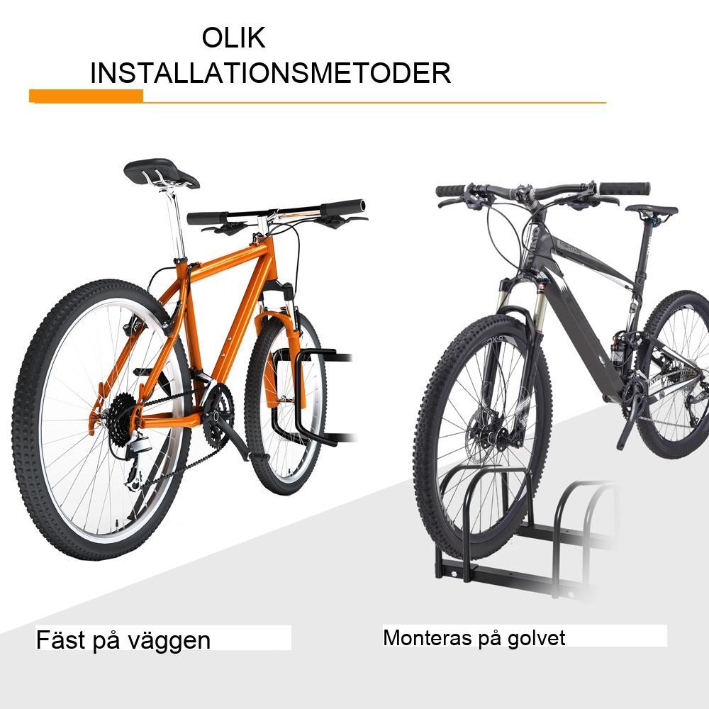 Slitstarkt cykelställ i stål för 4 cyklar – väderbeständigt, kan monteras på vägg och golv