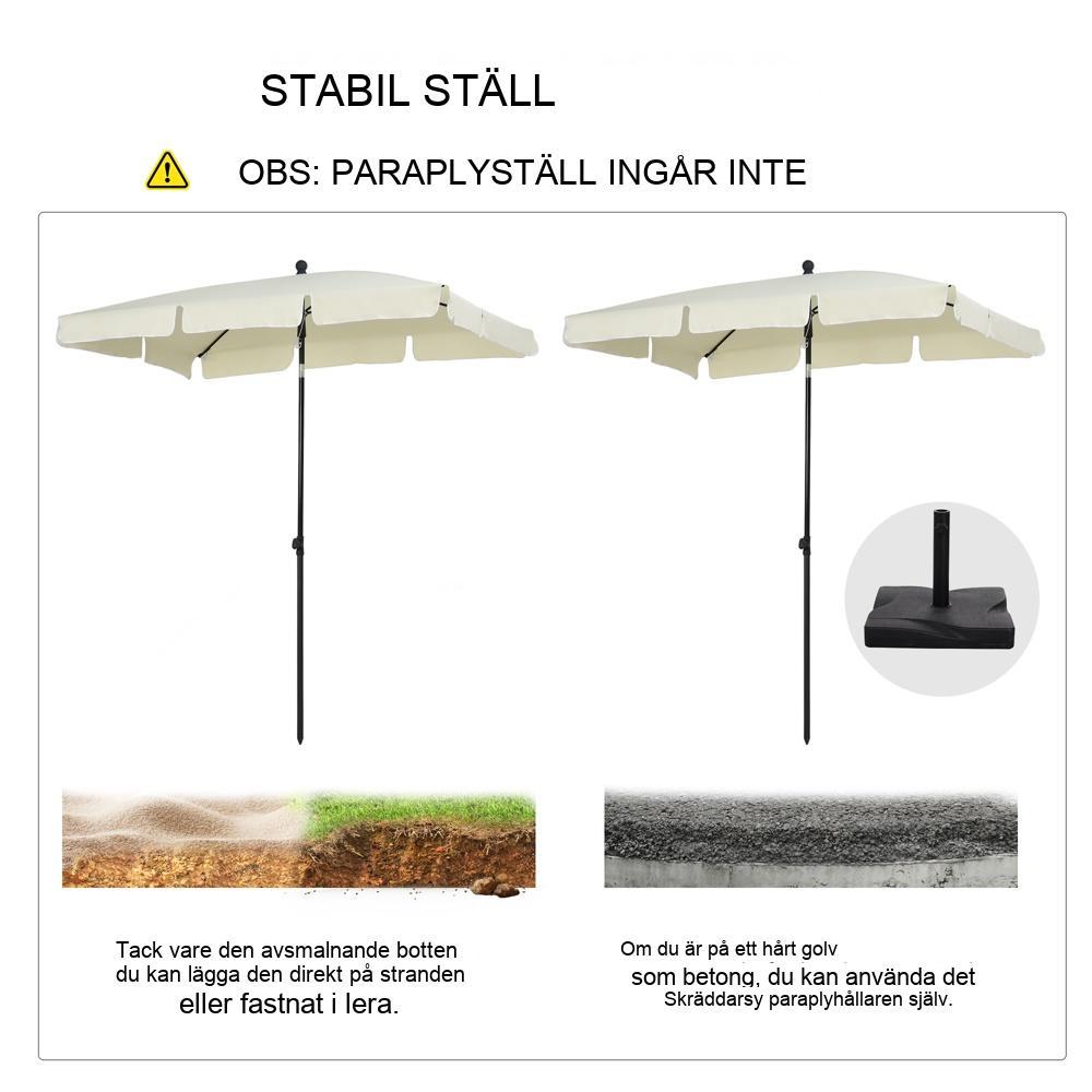 Krämvit och svart hopfällbar trädgårdsparasoll UV-skydd