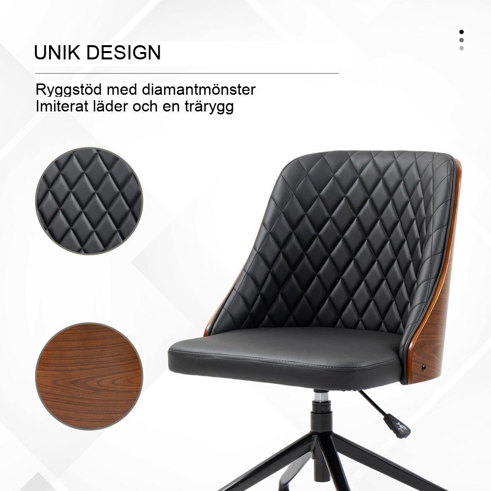 Ergonomisk vridbar kontorsstol, höjdjusterbar, svart, för hem och spel