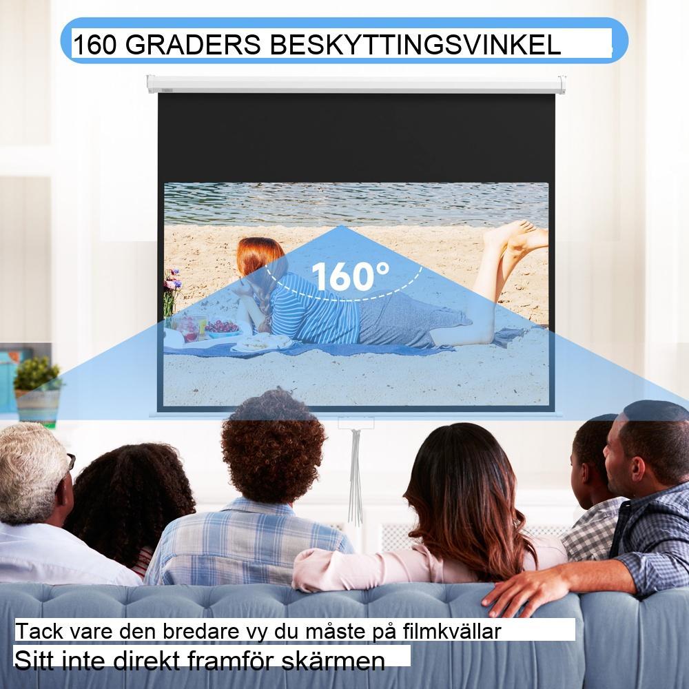 80 tums manuell projektorduk, vit – 4K HD hemmabio och presentationer