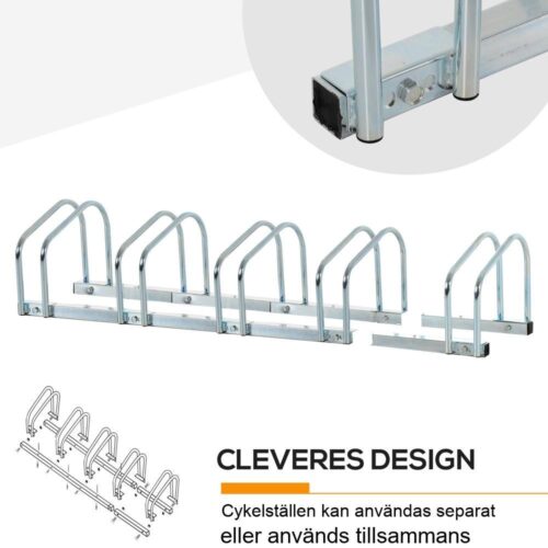 Expanderbart Silver Cykelställ – 5 cyklar, upp till 55 mm däck