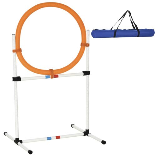 Justerbar hund Agility Training Ring Häck Set – Portabel Vit Orange