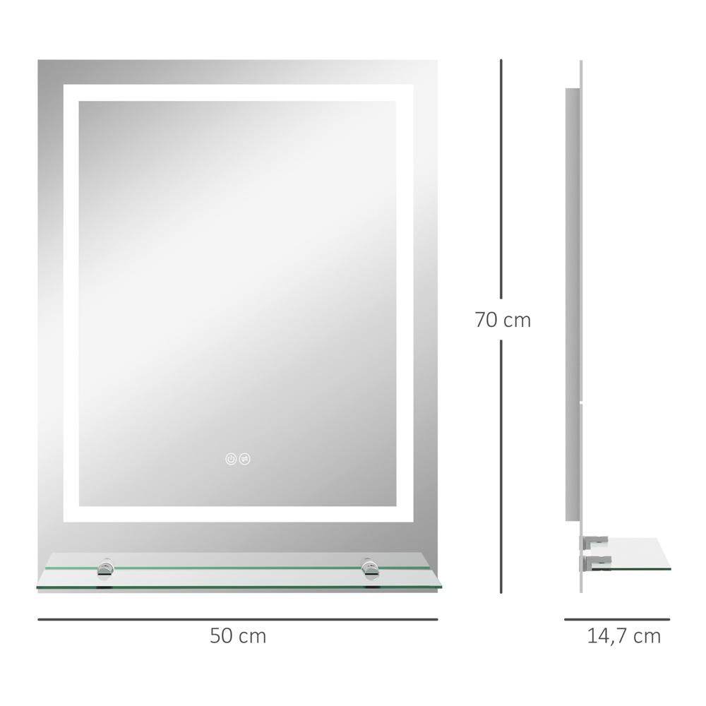 LED Badrumsspegel med 3 ljusfärger, Touch Switch, Anti-Imma, 70x50cm