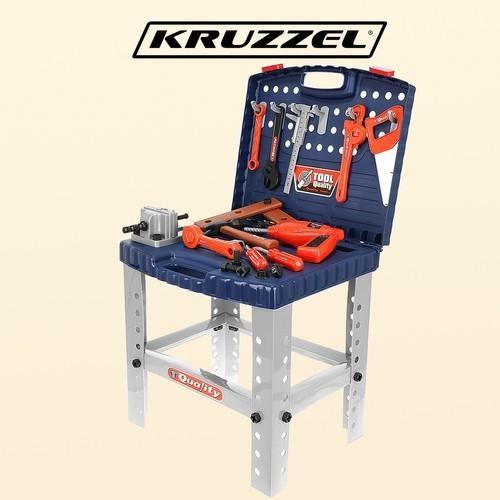 Folding Kids Workshop Tool Set: 67st lekredskap och borr, Toy Workbench 3+