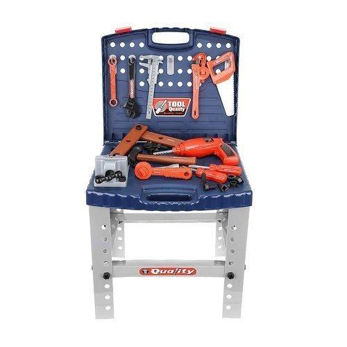 Folding Kids Workshop Tool Set: 67st lekredskap och borr, Toy Workbench 3+