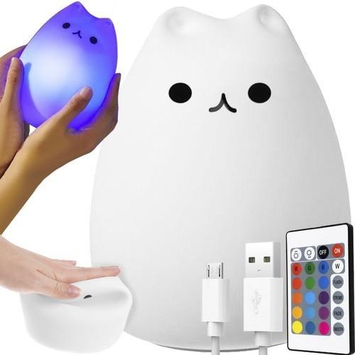 Barn LED Nattlampa – Cat Touch Color Changing 16 färger 4 ljusstyrka lägen