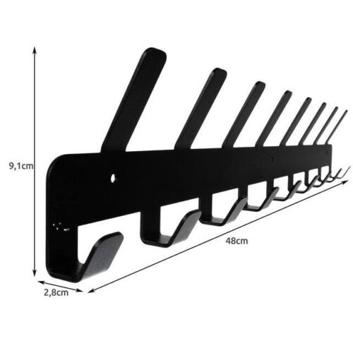 Svart vägghängare, 17 krokar – väderbeständig och enkel montering