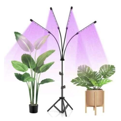 4x LED Grow Light för växter, USB-driven, justerbar timer och ljusstyrka