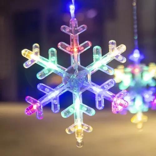 Vattentät LED-ljusridå med snöflinga och stjärnor, 8 lägen, USB-driven