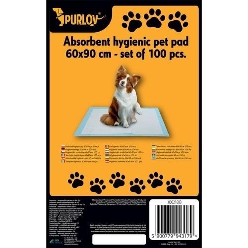 Purlov Absorberande hygienskydd för hund och katt, 60x90cm, 100ct med hundbajspåsar