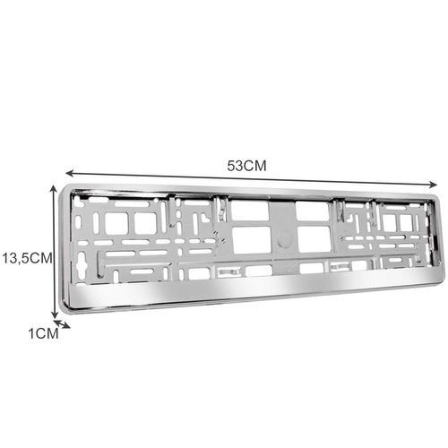 Silver 2-pack plast registreringsskylt ram – Universal passform, väderbeständig