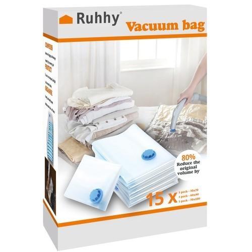 Ruhhy Vacuum Storage Bags Set om 15 (3 storlekar)