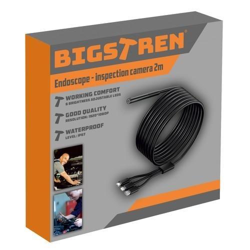 Bigstrene 23020 Full HD endoskopkamera med 2M kabel och 3 spetsar