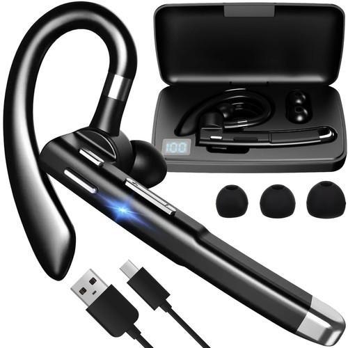 Izoxis 24272 trådlöst Bluetooth-headset – upp till 10H taltid, Powerbank-fodral