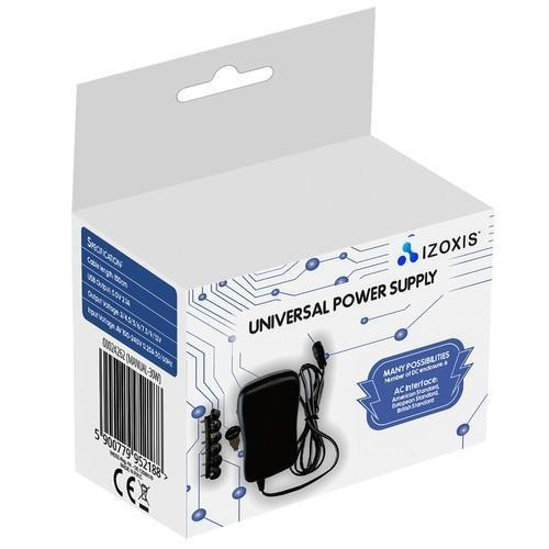 Izoxis 24262 Universal Power Supply – 30W spänningsregulator med 6 tips för bärbara datorer, routrar och mer