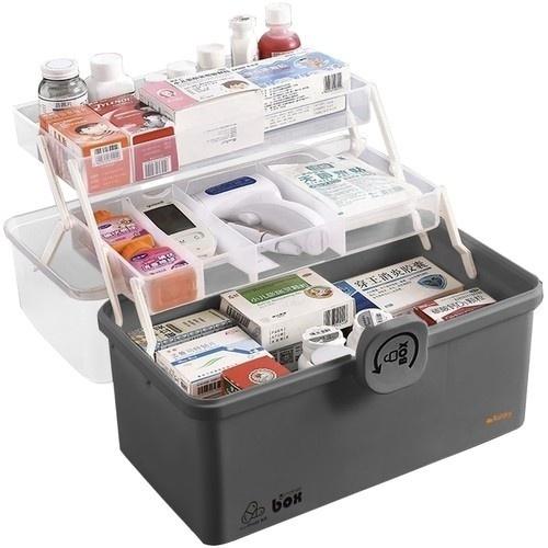 Ruhhy 24499 Medicin Organizer – stor, bärbar och säker med vikbara hyllor