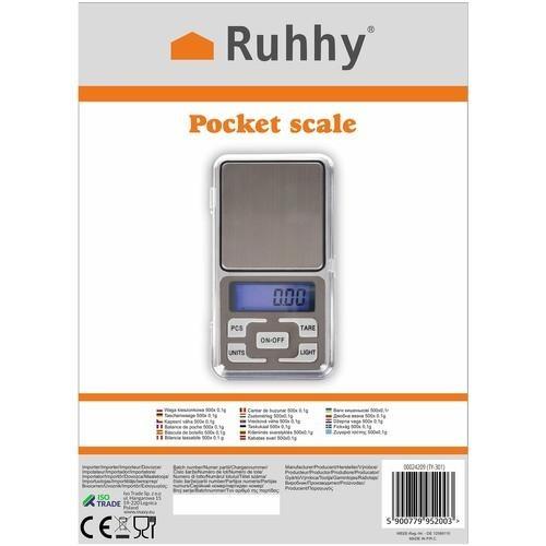 Ruhhy Pocket Jewelry Scale, 500g/0,1g noggrannhet, bakgrundsbelyst display