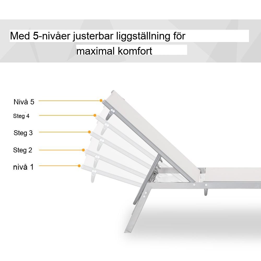 Justerbar solstol i metallnät gräddvit, uteplats trädgårdsmöbler