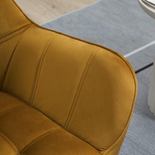 Scandinavian Velvet Wingback Stol med upphöjda ben – Gul