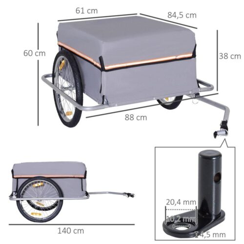 Heavy Duty Cargo Trailer för cykel – 40 kg kapacitet, universell passform, röd reflektor synlighet