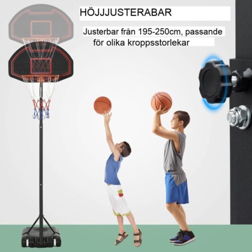 Justerbar höjd basketbåge för barn i åldrarna 8-14 med hjul