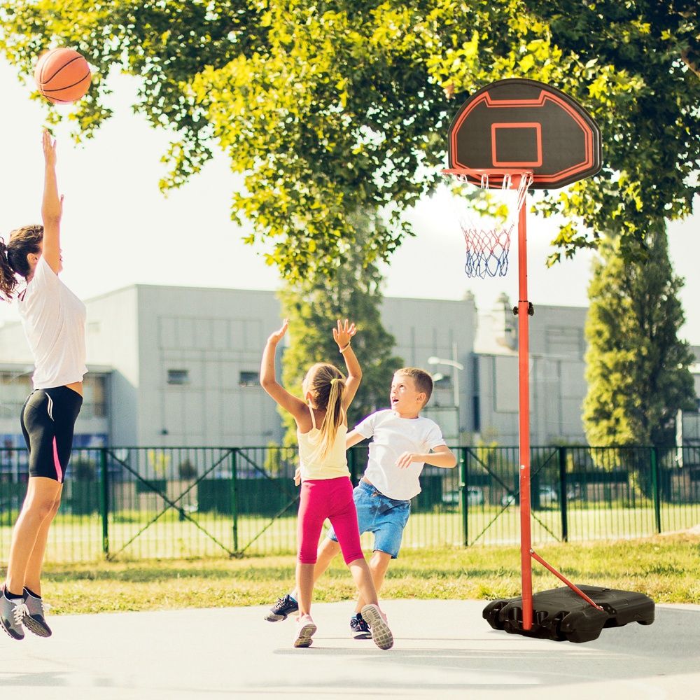 Höjdjusterbar basketbåge med stativ och hjul 194-249cm