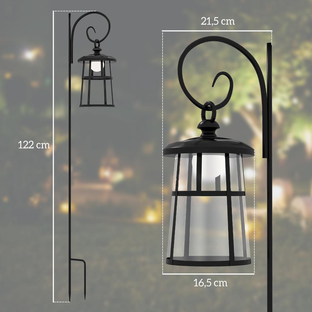 Solar Garden Lantern, 122cm LED Path Light med sensor och avtagbar kropp