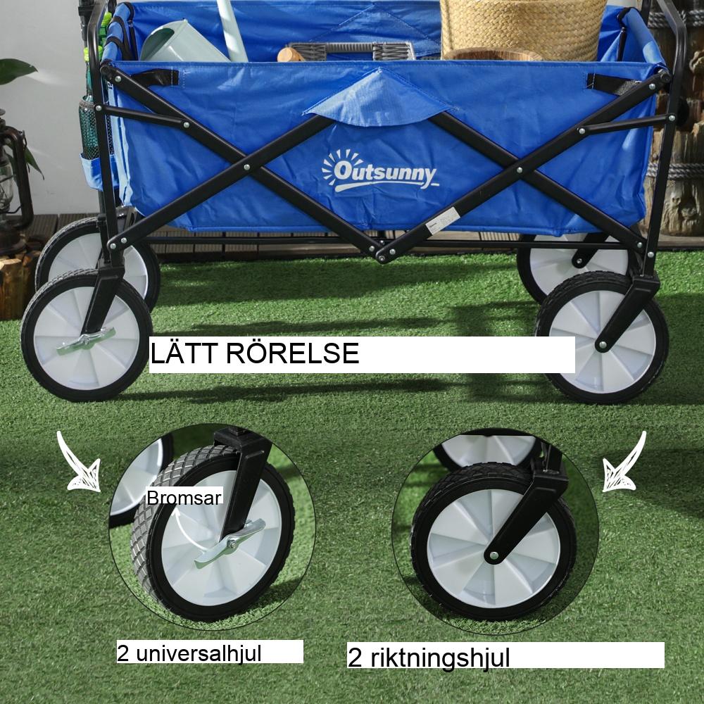 Kraftig hopfällbar vagn med 360° hjul, 68 kg kapacitet