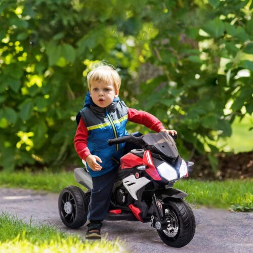 Elektrisk motorcykel för barn 3-5 år med ljus och ljud, svart/röd