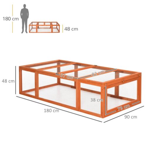 Rymlig granträ liten djurkoja med utomhuslöpning – 180x90x48cm