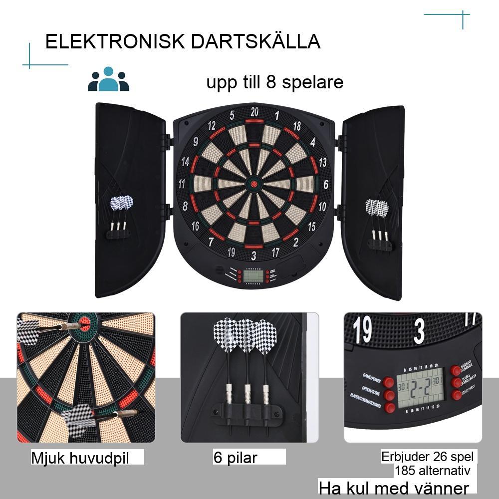 Elektronisk darttavla med dörrar, ljudeffekter och poäng för 8 spelare