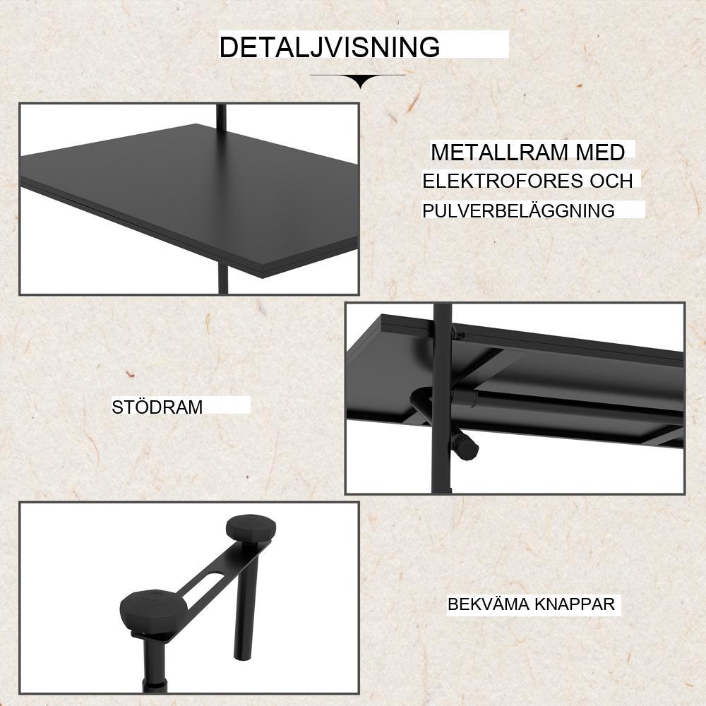 Justerbart balkongbord för upphängning – hopfällbart, höjdjusterbart, svart (62x60cm)