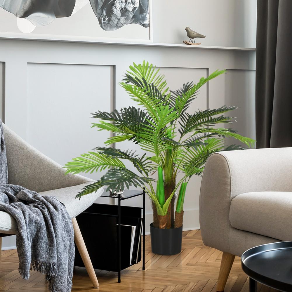 Realistiskt 100 cm konstgjord palm, 27 grenar, dekoration inomhus/utomhus