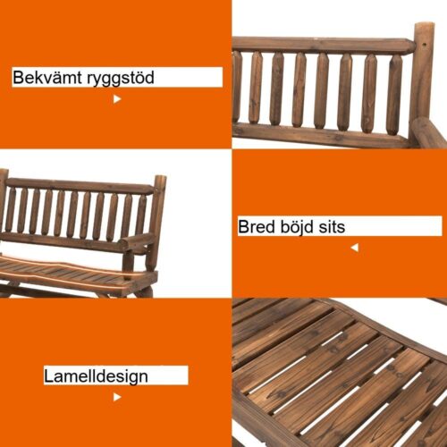 Rustik Gran Wood Dubbel Swingbänk för trädgårdsavkoppling – 112x67x93cm