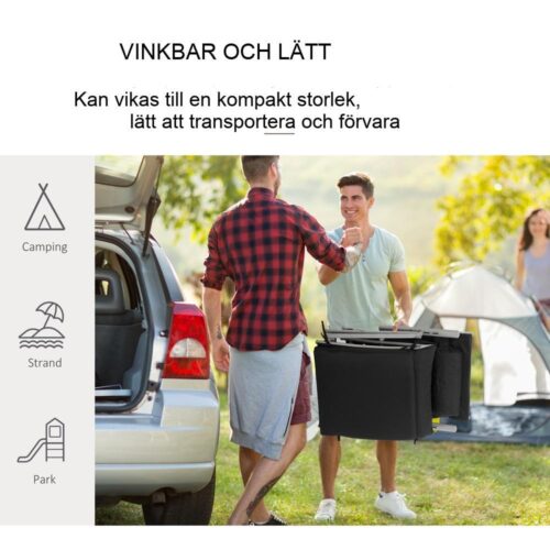 7-positions justerbar strandstol med kudde – svart