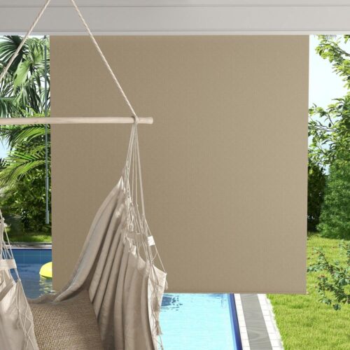 Beige Rullgardin utomhus, 183x185cm, Handvev Blackout Privacy Screen