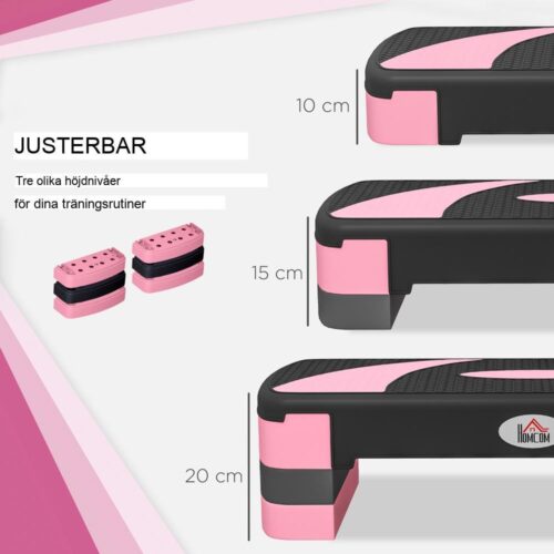 Justerbar aerobic stepper, höjd 10/15/20 cm, 150 kg kapacitet för hemmaträning